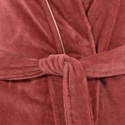 Carré Blanc Peignoir femme coton col kimono Calathéa terracotta|Femme Peignoirs Femme