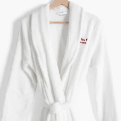 Carré Blanc Peignoir femme coton col châle Amours blanc|Femme Peignoirs Femme
