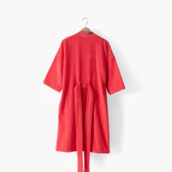 Carré Blanc Peignoir femme coton col kimono Rosella coquelicot|Femme Coffrets Cadeaux|Peignoirs Femme