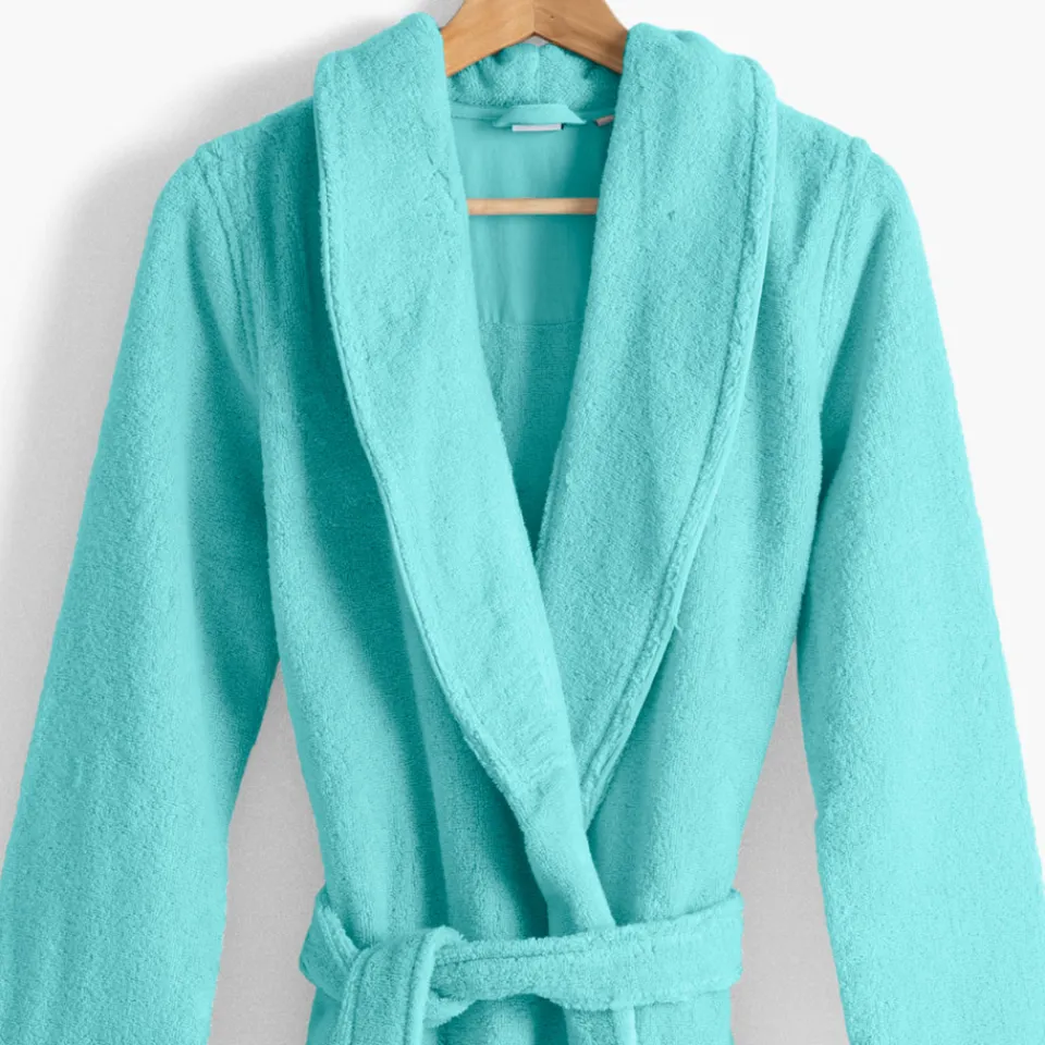 Carré Blanc Peignoir femme coton moelleux Ella lagon|Femme Peignoirs Femme