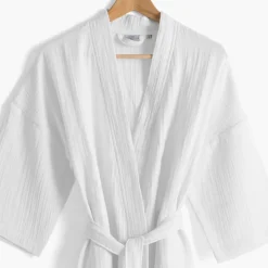Carré Blanc Peignoir femme gaze de coton biologique Naturelle blanc|Femme Peignoirs Femme