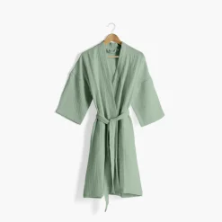 Carré Blanc Peignoir femme gaze de coton biologique Naturelle eucalyptus|Femme Coffrets Cadeaux|Peignoirs Femme