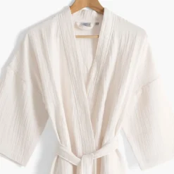 Carré Blanc Peignoir femme gaze de coton biologique Naturelle naturel|Femme Coffrets Cadeaux|Peignoirs Femme