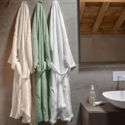 Carré Blanc Peignoir femme gaze de coton biologique Naturelle naturel|Femme Coffrets Cadeaux|Peignoirs Femme