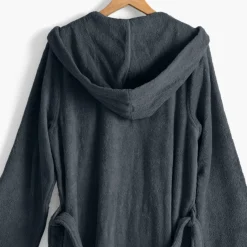 Carré Blanc Peignoir homme à capuche uni coton biologique Osmose fusain|Homme Peignoirs Homme