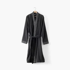 Carré Blanc Peignoir homme coton col kimono Silvalys carbone|Homme Coffrets Cadeaux|Peignoirs Homme