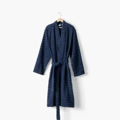 Carré Blanc Peignoir homme coton col kimono Aura marine|Homme Coffrets Cadeaux|Peignoirs Homme