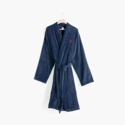 Carré Blanc Peignoir homme coton col kimono Amours marine|Homme Peignoirs Homme
