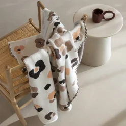 Carré Blanc Plaid coton maille jacquard Ysée ivoire|Femme Coffrets Cadeaux