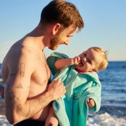 Carré Blanc Poncho coton Aruba celadon|Enfant Ponchos