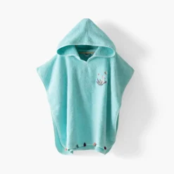 Carré Blanc Poncho coton Aruba celadon|Enfant Ponchos