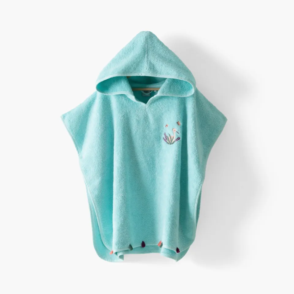 Carré Blanc Poncho coton Aruba celadon|Enfant Ponchos