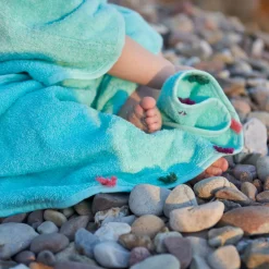 Carré Blanc Poncho coton Aruba celadon|Enfant Ponchos