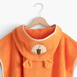 Carré Blanc Poncho enfant coton bio à capuche Safari|Enfant Ponchos