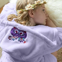 Carré Blanc Robe de chambre enfant polaire à capuche Anouchka parme|Enfant Robes De Chambre