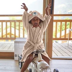 Carré Blanc Robe de chambre enfant polaire à capuche Bearful|Enfant Robes De Chambre