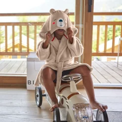 Carré Blanc Robe de chambre enfant polaire à capuche Bearful|Enfant Robes De Chambre