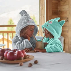 Carré Blanc Robe de chambre enfant polaire à capuche Beachful acier|Enfant Robes De Chambre