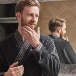 Carré Blanc Robe de chambre homme col kimono Silvalys carbone|Homme Coffrets Cadeaux|Robe De Chambre Homme