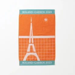 Carré Blanc Serviette de plage joueur•se coton bio Roland-Garros 2023 terre battue| La Plage