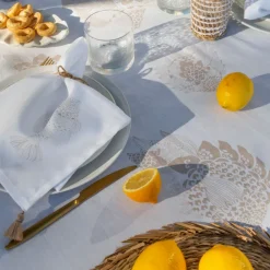 Carré Blanc Serviette de table coton Mykonos blanc| Serviettes De Table