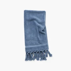 Carré Blanc Serviette de toilette bouclette de coton Madeleine indigo| Serviettes De Toilette