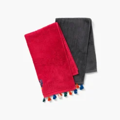 Carré Blanc Serviette de toilette bouclette de coton Balata framboise| Serviettes De Toilette