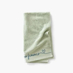 Carré Blanc Serviette de toilette bouclette de coton Simones eucalyptus| Serviettes De Toilette