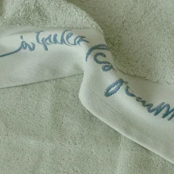 Carré Blanc Serviette de toilette bouclette de coton Simones eucalyptus| Serviettes De Toilette