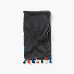 Carré Blanc Serviette de toilette bouclette de coton Balata anthracite| Serviettes De Toilette