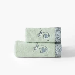 Carré Blanc Serviette de toilette coton bio Dandine vert d'eau|Enfant Serviettes De Toilette