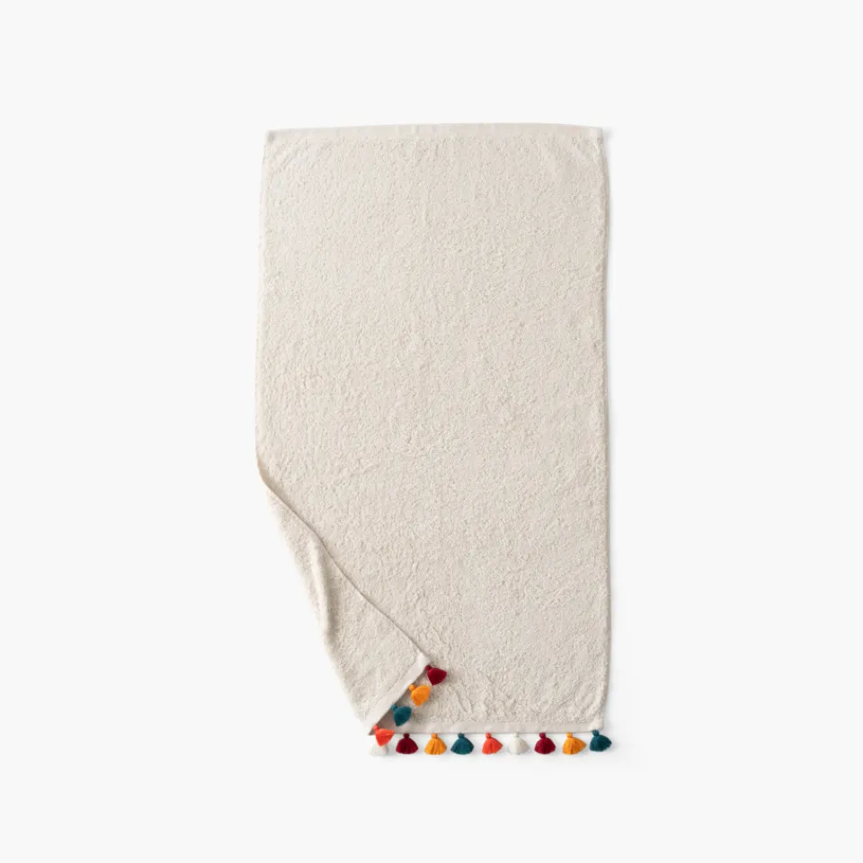 Carré Blanc Serviette de toilette coton Eclats naturel| Serviettes De Toilette