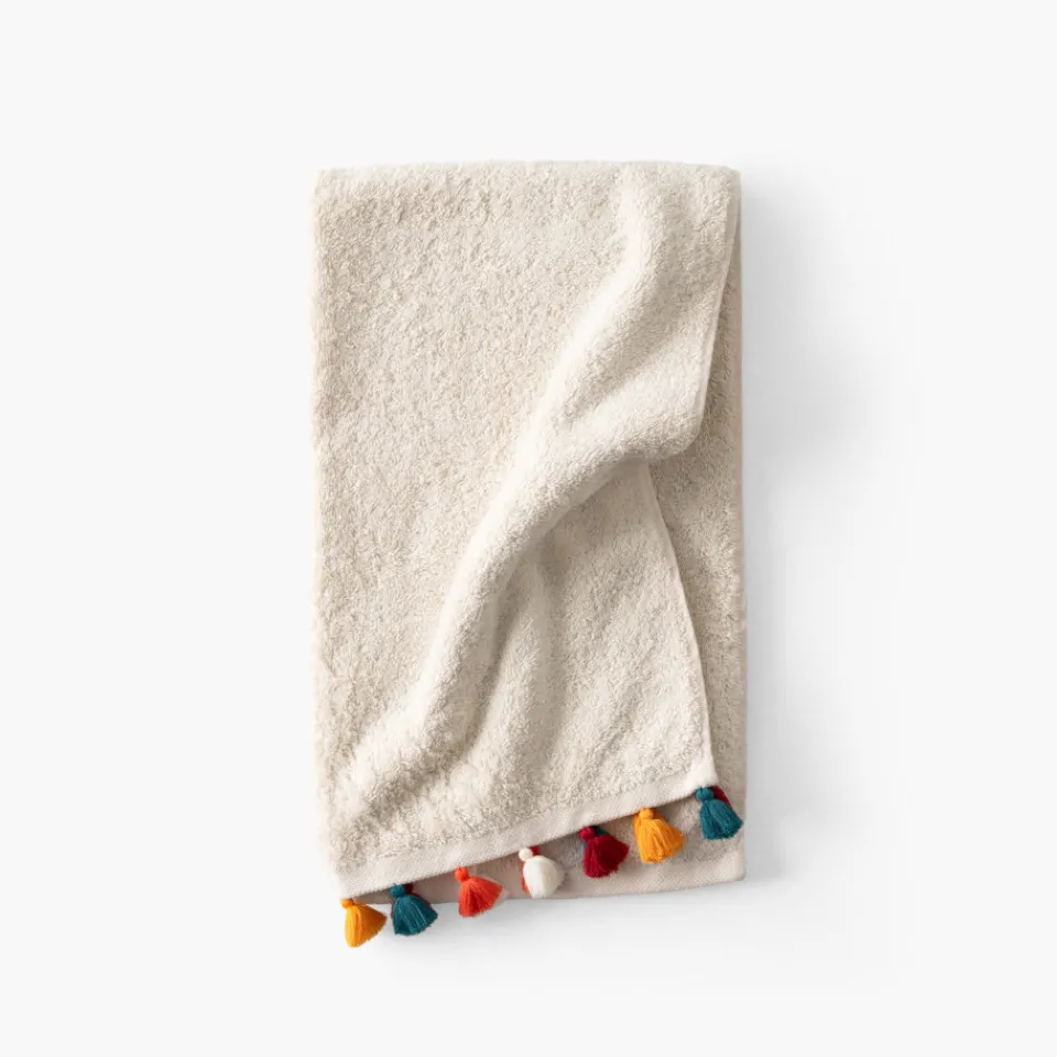 Carré Blanc Serviette de toilette coton Eclats naturel| Serviettes De Toilette