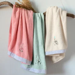 Carré Blanc Serviette de toilette coton biologique Festine rose sorbet|Enfant Serviettes De Toilette