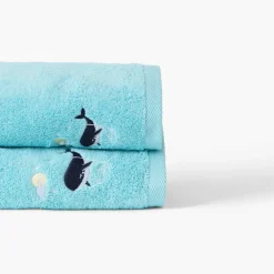 Carré Blanc Serviette de toilette coton Atlantis lagon|Enfant Serviettes De Toilette