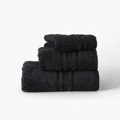 Carré Blanc Serviette de toilette coton Lola II noir| Serviettes De Toilette