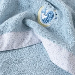 Carré Blanc Serviette de toilette coton bio Illumine bleu polaire|Enfant Serviettes De Toilette