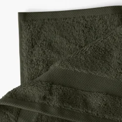 Carré Blanc Serviette de toilette coton Lola II vert kaki| Serviettes De Toilette