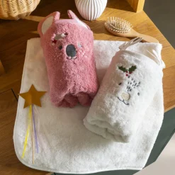 Carré Blanc Serviette de toilette coton Xmasful ivoire|Enfant Serviettes De Toilette|Nouveautés Bébénew