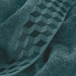 Carré Blanc Serviette de toilette coton Cubes II vert cèdre| Serviettes De Toilette