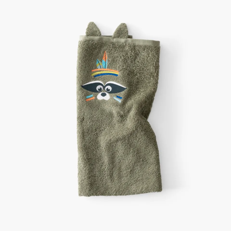 Carré Blanc Serviette de toilette coton Playful kaki|Enfant Serviettes De Toilette