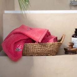Carré Blanc Serviette de toilette coton Protea rose pitaya| Serviettes De Toilette