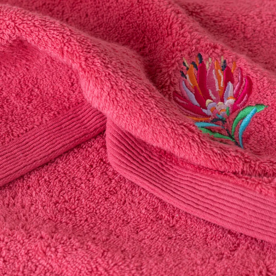 Carré Blanc Serviette de toilette coton Protea rose pitaya| Serviettes De Toilette
