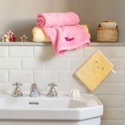 Carré Blanc Serviette de toilette coton Smoothie citron|Enfant Serviettes De Toilette