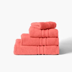 Carré Blanc Serviette de toilette coton Lola II corail| Serviettes De Toilette