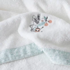 Carré Blanc Serviette de toilette coton bio Jardine blanc|Enfant Serviettes De Toilette