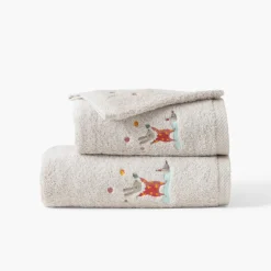 Carré Blanc Serviette de toilette coton Féeries ivoire|Enfant Serviettes De Toilette