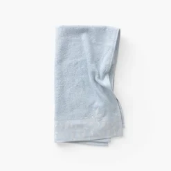 Carré Blanc Serviette de toilette coton et viscose de bambou Equinoxe bleu givre| Serviettes De Toilette