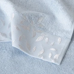 Carré Blanc Serviette de toilette coton et viscose de bambou Equinoxe bleu givre| Serviettes De Toilette