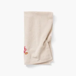 Carré Blanc Serviette de toilette coton Récif sable| Serviettes De Toilette